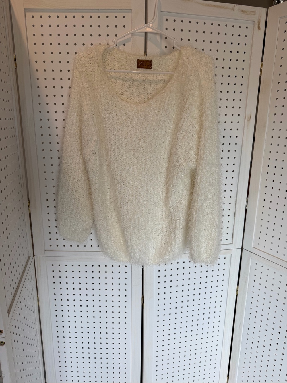 POL - Cozy Cream Fuzzy Knit Women's Sweater